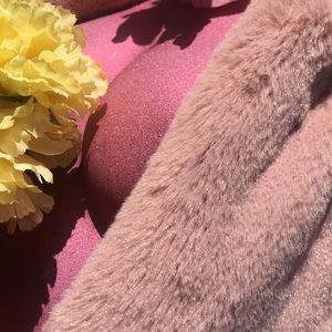 Vintage "Mauve Me" Glitter Knee Length Fur Vest